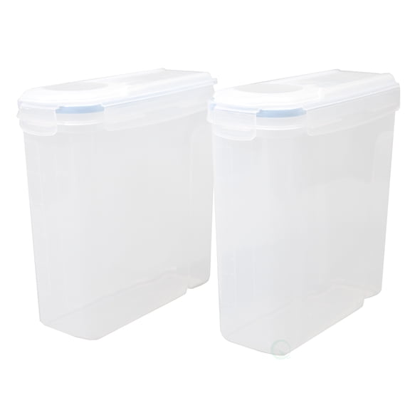 Basicwise Set of 2 Large BPA-Free Plastic Food Cereal Containers, Airtight Spout Lid