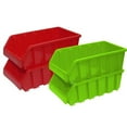 thumbnail image 1 of Set of 4 Plastic Storage Stacking Bins, Red and Green, 1 of 2