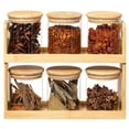 thumbnail image 1 of Basicwise Versatile 2-Tier Bamboo Spice Rack and Pantry Organizer with 6 Glass Jars – Perfect for Countertop Storage in Kitchens to Keep  Seasoning Containers Neatly Displayed and Easily Accessible, 1 of 10