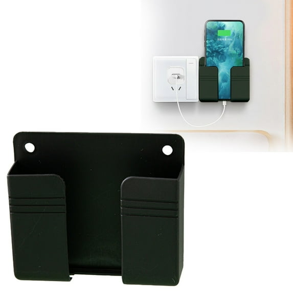 Basiess Adhesive Wall Mount Phone Holder - No Drill Charging Station for Showers Rv, Universal Stand for Phones Black