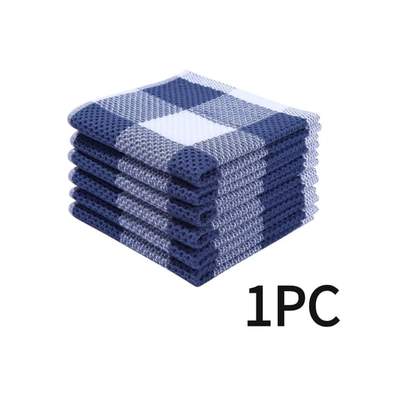 Basiess Cotton Dishcloths and Thickened Weave, Super Absorbent Kitchen Towels for Heavy Duty Cleaning and Stain Removal, Reusable Dish Rags, 1Pcs (Blue)