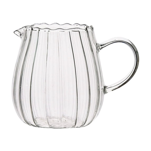 Basiess Elegant Glass Creamer Pitcher for Coffee - Heat Resistant Small Serving Jug for Milk Cream Syrup Microwave Safe (Clear3, 1Pcs)