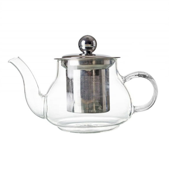 Basiess Glass Teapot | 400Ml Borosilicate Glass Teapot with Removable Strainer, Stovetop Safe Loose Leaf Tea Kettle, Heatproof Infuser for Herbal Blooming Tea Clear