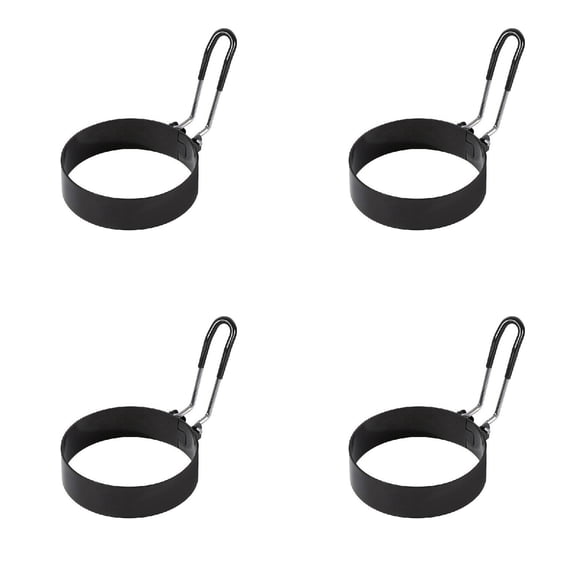 Basiess Non Stick Egg Rings, Round Egg Mold for Frying Pan, Perfect Egg Cooker Ring for Sunny Side up & Omelets, Easy Release & Dishwasher Safe (4Pcs) Black*4