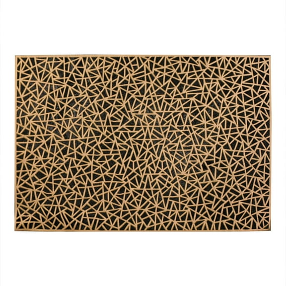 Basiess Placemat Set, Heat Resistant Table Mats for Dining, Floral Design Place Mats for Kitchen Table, Wipe Clean Gold