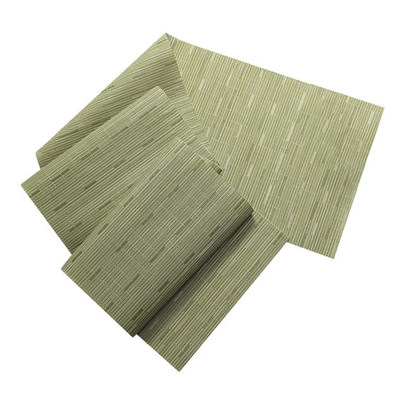 Basiess Placemats Table Runner Texture Weave Doily Heat Insulation Pvc Wedding Dining Table Runner 53.15 Placement Mats for Cabinets Tablecloth Green