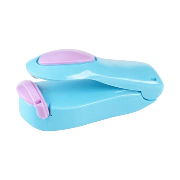 Basiess Portable Mini Heat Sealer Machine for Plastic Bags, Handheld Sealing Tool with Press Design, Battery Operated (Batteries Not Included), Compact Household Food Saver (1Pcs) Blue