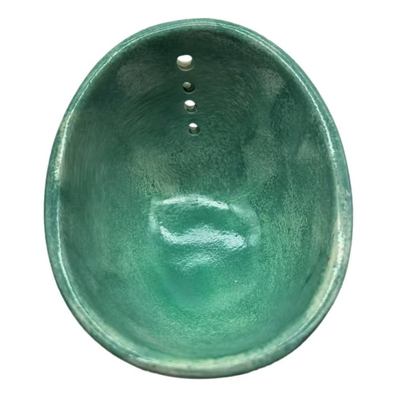 Basiess Pottery Herb Stripper Bowl with Multiple Holes, Efficient Leaf Remover for Kitchen, Easy Clean Ceramic Herb Tool Green1