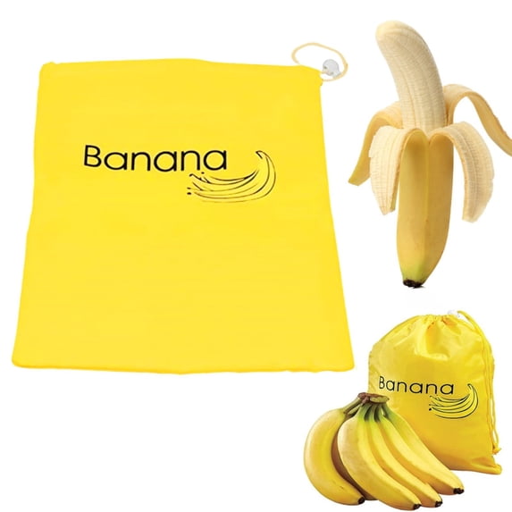 Basiess Reusable Banana Storage Bag, Side Zipper Canvas Keeper for Countertop, Breathable Fruit Protector, Eco-Friendly Kitchen Organizer, Single Bag Yellow