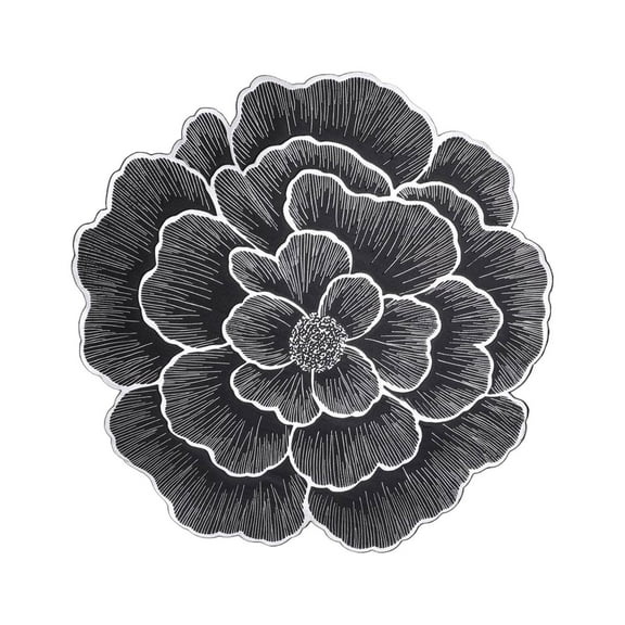 Basiess Round Placemats, Kitchen Dining Decor, Pressed Vinyl Rose Gold Table Mats for Holiday, Wedding, Party, Easy Clean, Non-Slip, Elegant Centerpiece Black