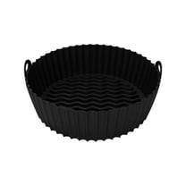 Basiess Silicone Air Fryer Liners, Round Reusable Non-Stick Baking Mat, Oven Safe Up, Easy Clean Grill Pan Protector Accessories Black