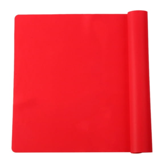 Basiess Silicone Placemat Kitchen Mat - Non-Slip Heat Resistant Large Countertop Protector for Dining Table, Easy Clean Red