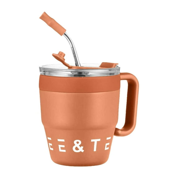 Basiess Stainless Steel Insulated Travel Mug, Double Wall Car Cup with Handle & Straw - Star Print Thermal Drinkware for Hot/Cold Beverages, Commuter Essentials Coffee