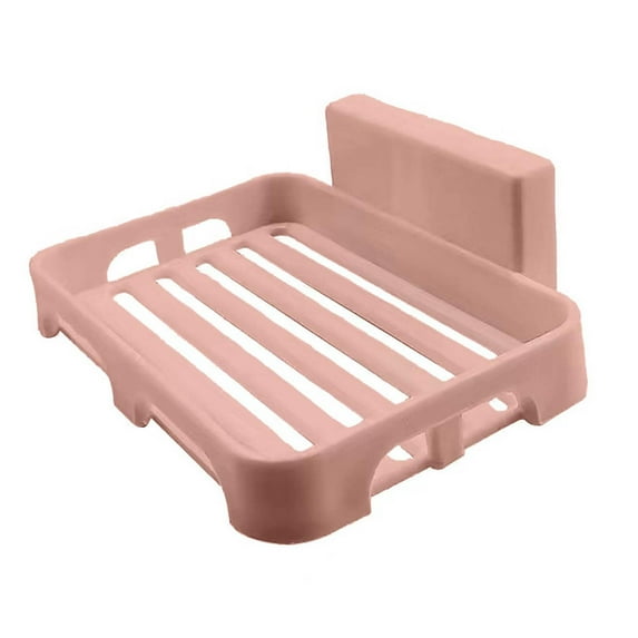 Basiess Suction Cup Soap Dish Holder for Shower, Bathroom Wall Mount Soap Rack with Drain Holes, Soap Box Organizer for Sponge, Easy Install No Drill Adhesive Soap Holder, 1Pcs (Pink)