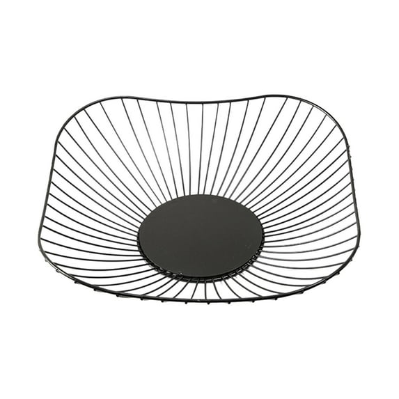 Basiess Wire Fruit Basket, Single Tier Decorative Stand for Kitchen Counter, Centerpiece Holder for Vegetables Bread Towels, Farmhouse Organizer Black1