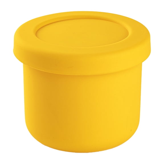 Basiess Yellow Silicone Food Storage Container Airtight Fridge Box with Lid for Meal Prep Lunch Picnic Stackable (1Pcs, 3.5X3In)