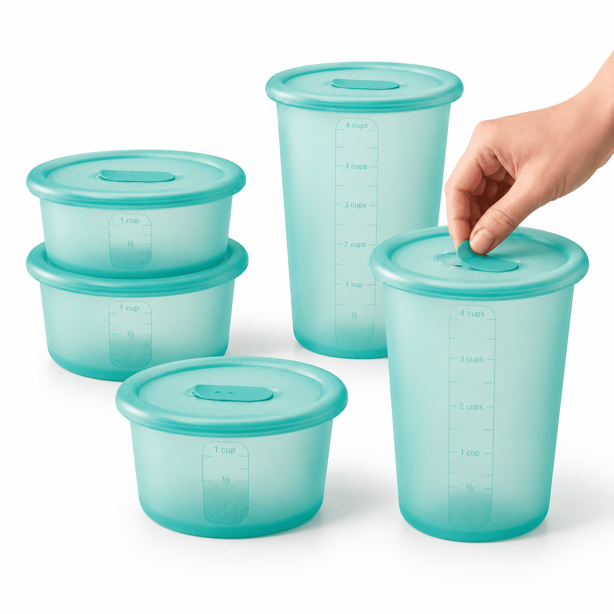 Basil Anydeli Silicone Food Storage Containers 6-pack for meal prep and ...