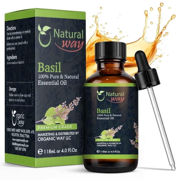 Basil Essential Oil 4 Fl Oz (120 mL) – Natural Fragrance Oil for Diffuser, Humidifier & Candle Making, Aromatherapy Scent for Home, Office & Bedroom