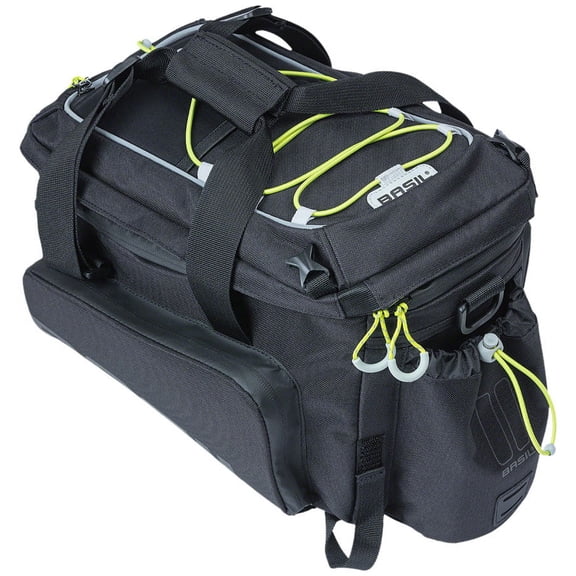Basil Miles XL Pro Trunk Bag - 9-36L Strap Mount Black/Lime