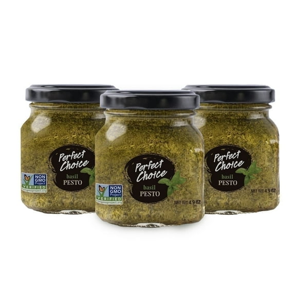 Perfect Choice Basil Pesto - Delicious Pasta Sauce, Pizza Sauce & More - 4.9 oz - Pack of 3