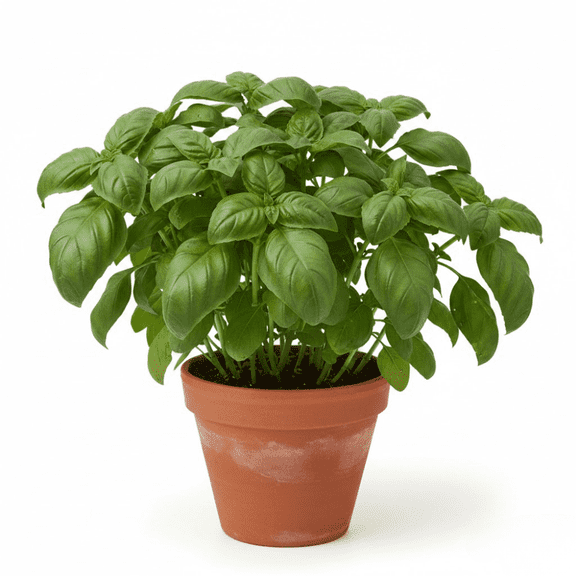 Basil Plant, Sweet Basil Plant, Large Leaf, Edible Herbs, Potted Basil Seedling for Indoor Outdoor Growing