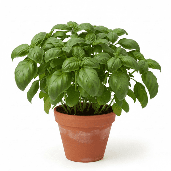 Basil Plant, Sweet Basil Plant, Large Leaf, Edible Herbs, Potted Basil Seedling for Indoor Outdoor Growing