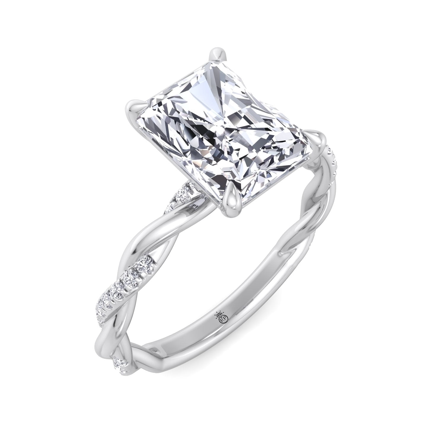 Basil - Radiant Cut Twisted Band Moissanite Lab-Diamond Engagement Ring ...