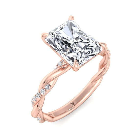 Basil - Radiant Cut Twisted Band Moissanite Lab-Diamond Engagement Ring