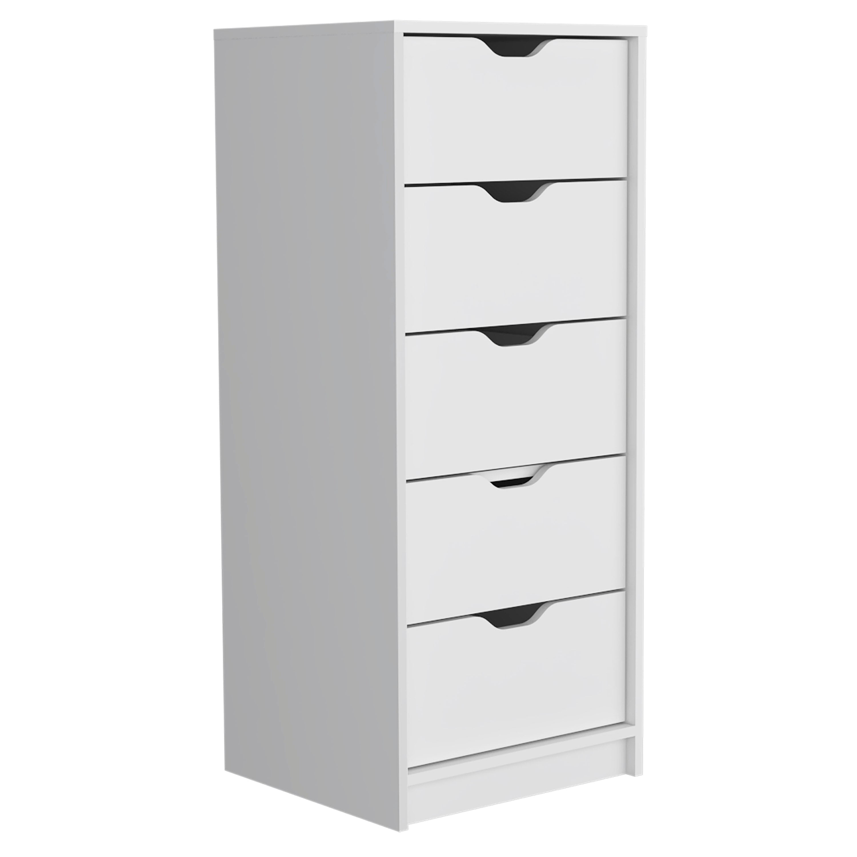 Basilea Elegant White 5-Drawer Vertical Storage Dresser