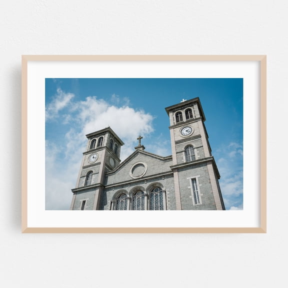 The Basilica Cathedral, St. John's - St. John's Newfoundland and Labrador Canada Photography Architecture Church Travel Poster Scenic Oak Framed Wall Art Print 5 x 7 inches
