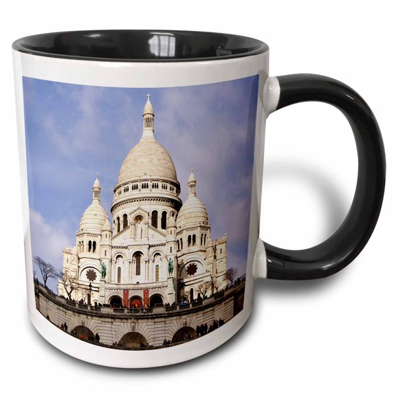 3drose, Basilica of the Sacred Heart of Paris, 15oz Two-tone Black Mug