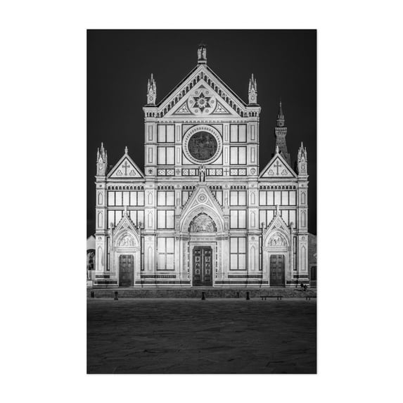 Basilica di Santa Croce, Firenze 02 B&W - Florence Tuscany Italy Photography Unframed Wall Art Print 5 x 7 inches