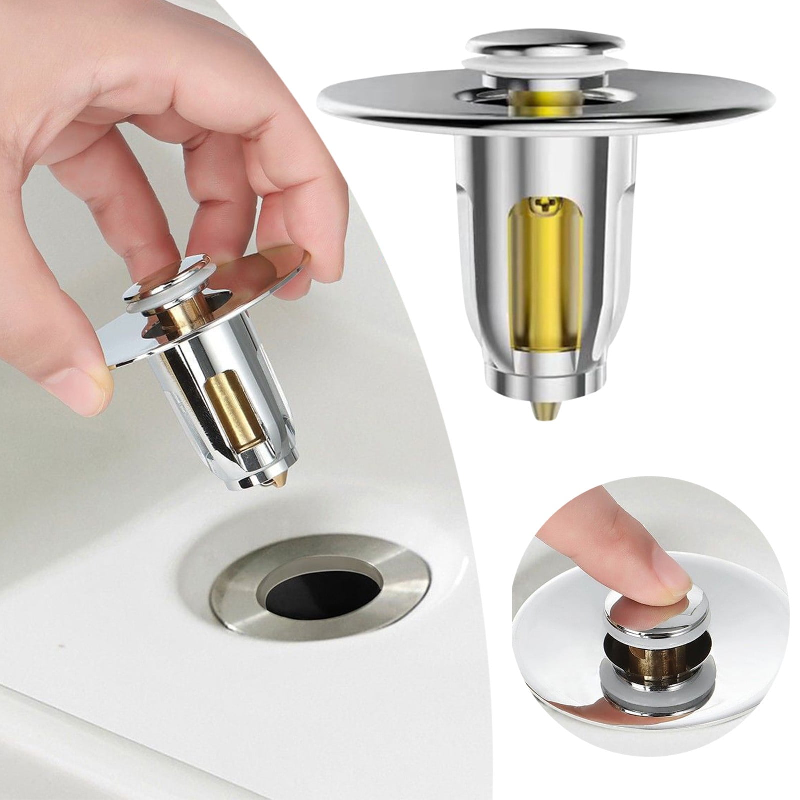 Basin Drain Brass Bathroom Popup Sink Drain Filter Basin Catcher Spring ...