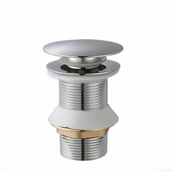 Basin Drain, Universal Pop-up Drain without Overflow Automatic Drain with Drain Plug without Push Open Flap in Chromed Stainless Steel for Bathroom Sink