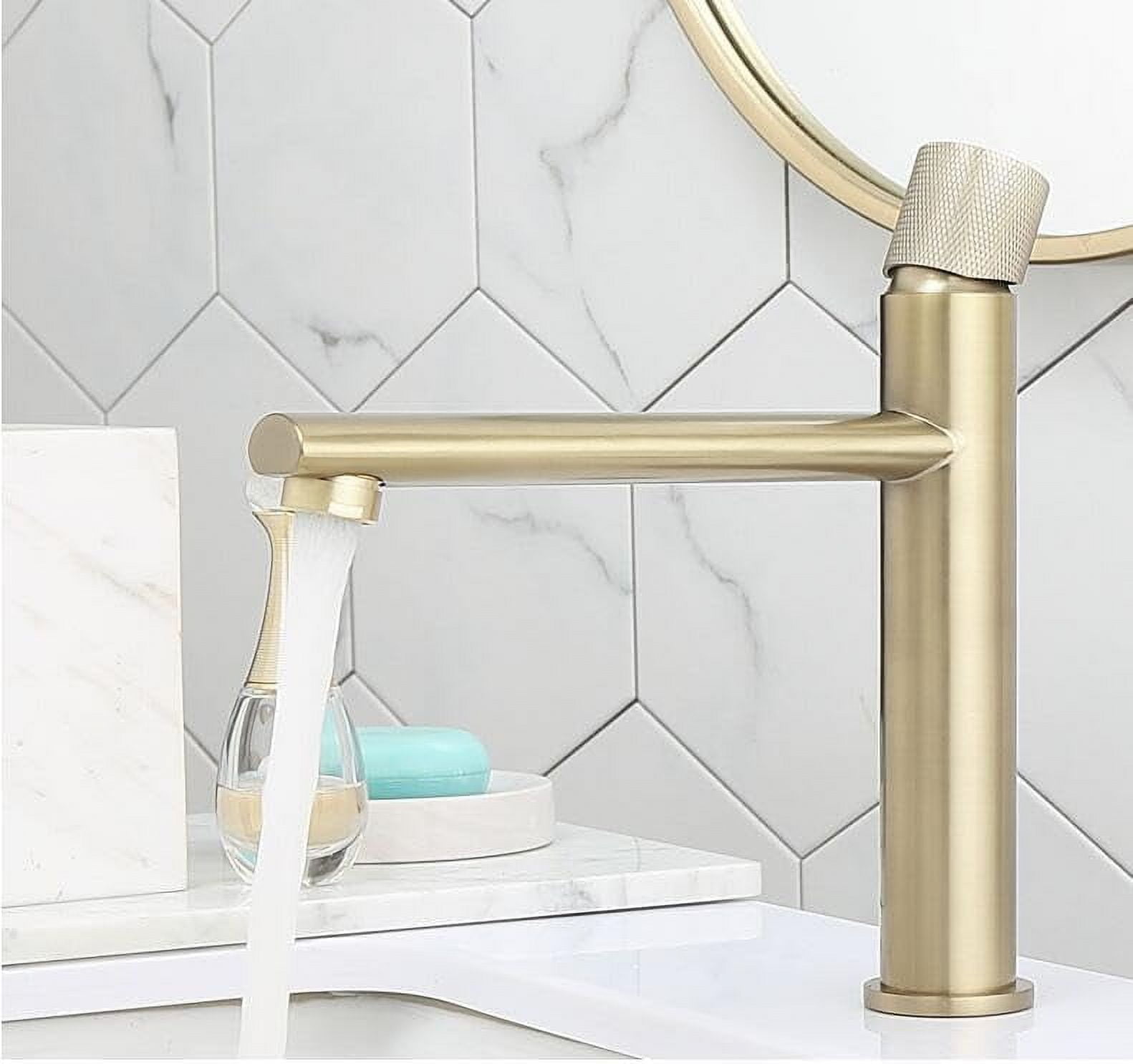 Basin Faucet Bathroom Faucet Hot and Cold Brushed Gold Brass Toilet Sink Faucet Water Crane Mixer North Europe Simple Style