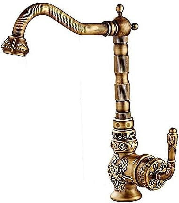 Basin Faucet Bathroom Sink Faucet Single Handle Brass and Ceramic Gold Vintage Hot Cold Mixer Tap Crane Luxury Gold Finished