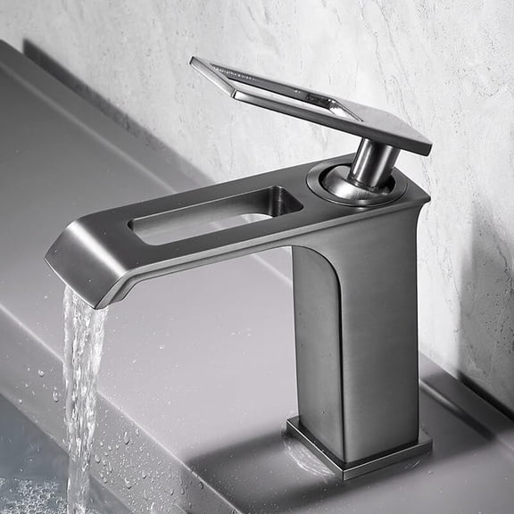 Basin Faucet Black Sink Mixer Tap Bathroom Waterfall Mixer Brass Faucet Hot and Cold Vessel Sink Water Taps Deck Mount White