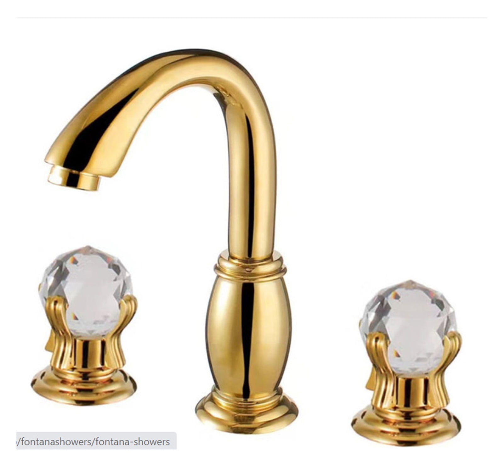 Basin Faucet Gold Bathroom Sink Faucet 3 Hole Widespread Basin Mixer Hot And Cold Brass amd Crystal Water Tap New ,Easy to Use