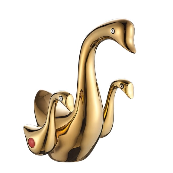 Basin Faucet Gold/Rose Gold bathroom sink faucet double handle Swan Faucet Wash Faucet Hot and Cold ,Effortless Installation