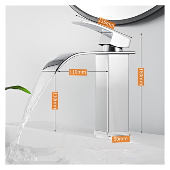 Basin Faucet Gold Waterfall Faucet Mixer Tap Brass Bathroom Faucet Bathroom Basin Faucet Mixer Tap Hot and Cold Sink faucet ,Effortless Installation