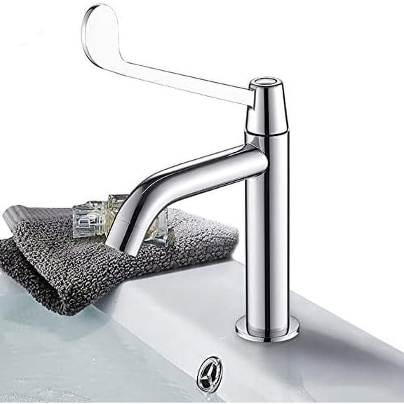 Basin Faucet Hospital Faucet Single Cold Chrome Long Handle Brass School Basin Tap Public Long Level Sink Tap