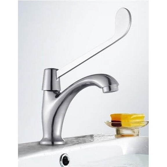 Basin Faucet Hospital Faucet Single Cold Chrome Long Handle Brass School Basin Tap Public Long Level Sink Tap