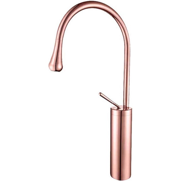 Basin Faucet, Refined Copper Hot and Cold Water Mixer Tap, 360°Rotation Single Handle Single Hole Sink Faucet, Drop Shape, All Copper Spool,D