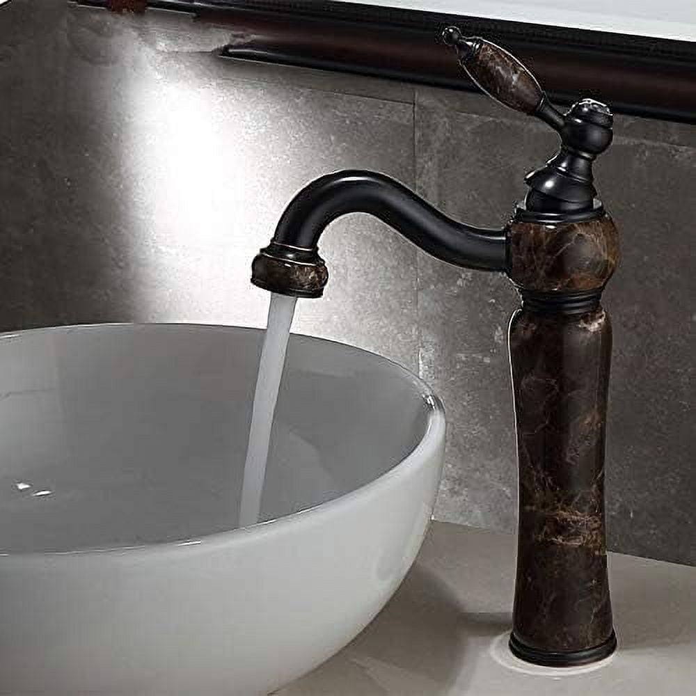 Basin Faucet Tall Black Bathroom Faucet Hot and Cold Brass and Jade Toilet Sink Faucet Water Crane Mixer Sink Faucet