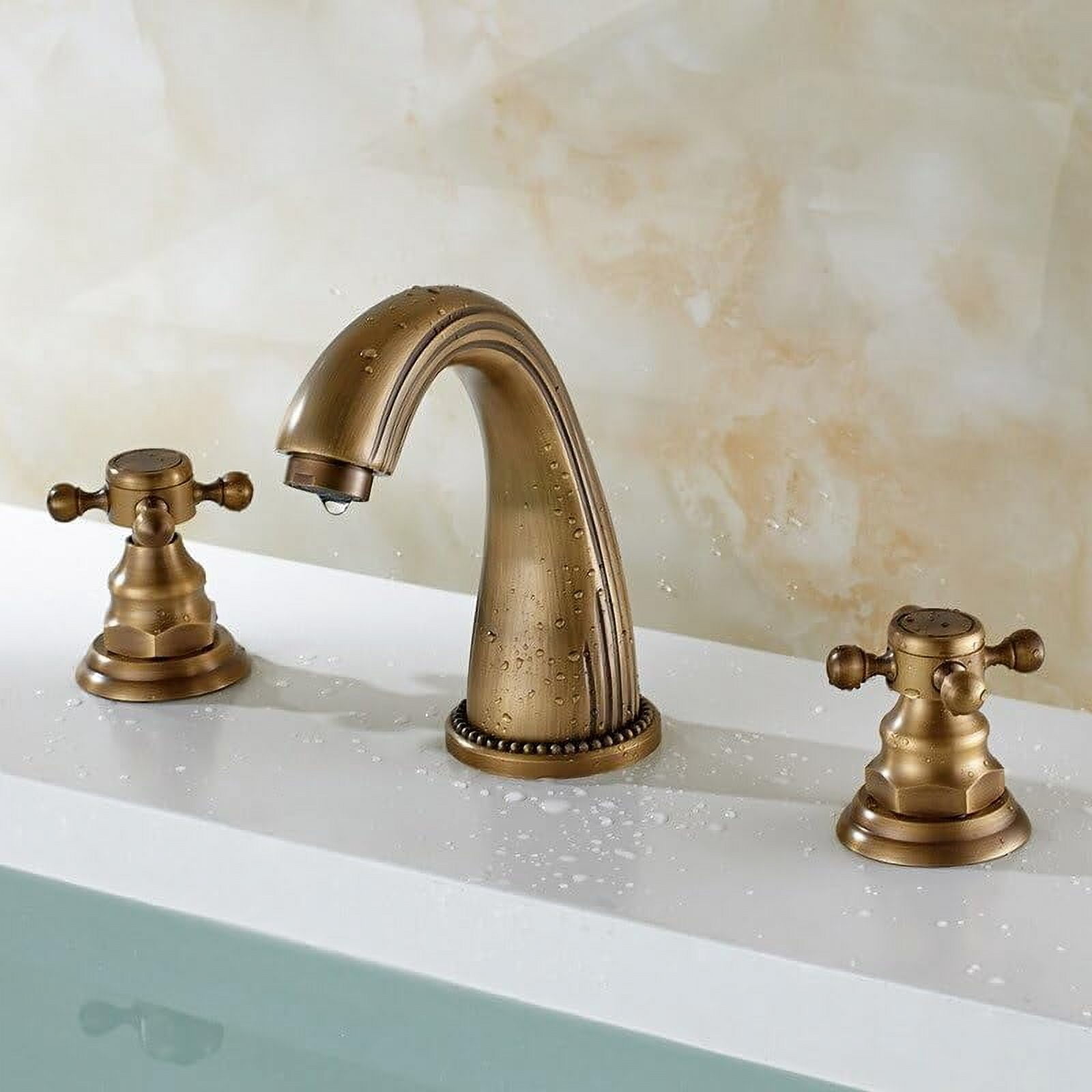 Basin Faucet Three Hole Brass Bathroom Sink Faucet 8 inch Sink Faucet ...