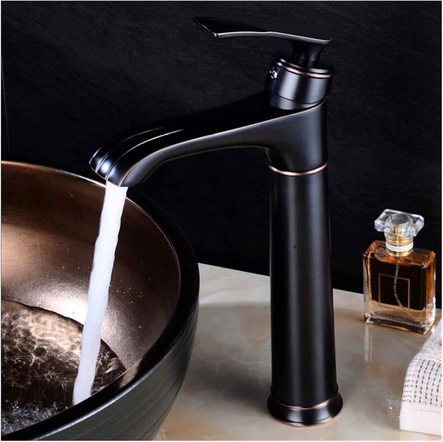 Basin Faucets Black Oil Brushed Copper Bathroom Faucet Mixer Vintage Hot Cold Cock Wash Basin ...