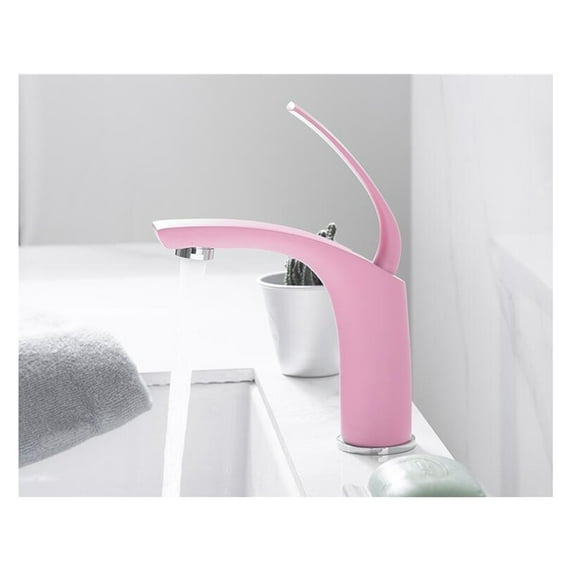 Basin Faucets Pink Love Color Waterfall Faucet Bathroom Faucet Hot and Cold Basin Mixer Tap Faucet Brass Sink Wash Crane