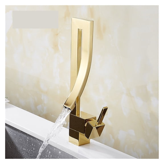 Basin Faucets Rose Gold Brass Faucet Square Bathroom Sink Faucet Single Handle Deck Mounted Toilet Hot And Cold Mixer Water Tap ,Easy to Use