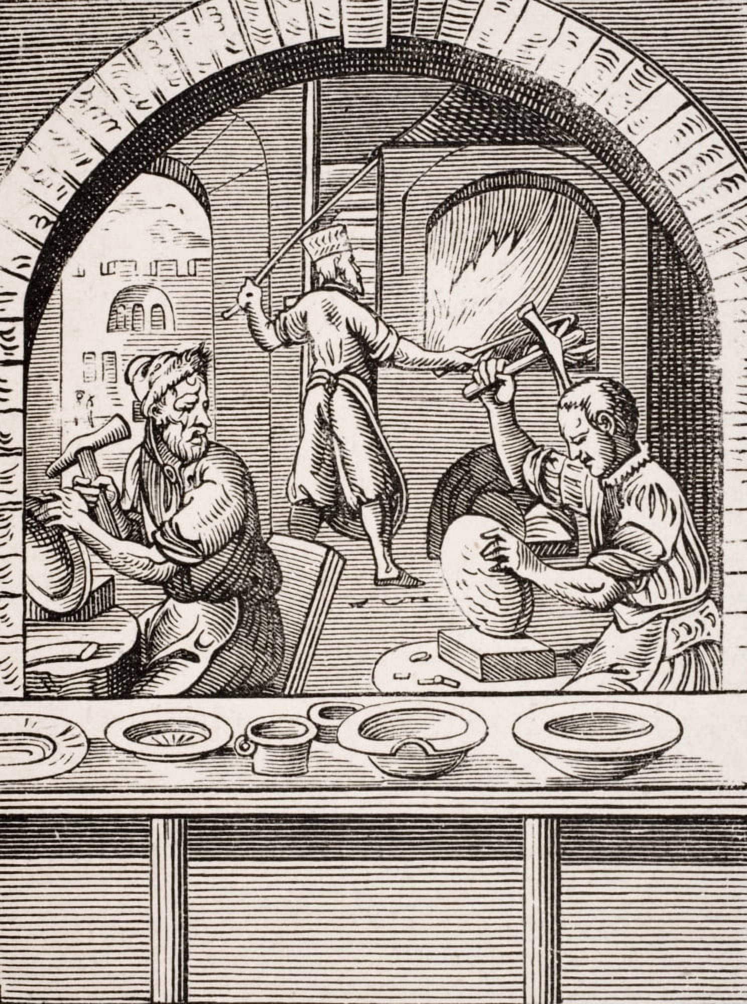 Basin Maker 19Th Century Reproduction Of 16Th Century Woodcut By Jost Amman Canvas Art - Ken Welsh Design Pics (12 x 16)