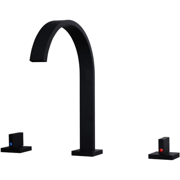 Basin Mixer Tap 3 Hole Basin Taps Split Brass Double Handle Hot Water and Cold Water Bathroom Taps-Black